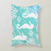 Aqua Ocean Seahorse Coral Sealife アクセントクッション (正面(垂直))