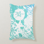 Aqua Ocean Seashells Fish Coral  アクセントクッション (正面(垂直))