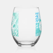 Aqua Ocean Seashells Fish Coral  ステムなしワイングラス (左)