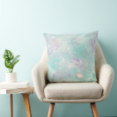 Aqua Ocean Waves & Seashell Pattern (16) クッション (椅子)