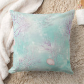 Aqua Ocean Waves & Seashell Pattern (16) クッション (ブランケット)