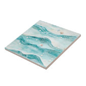 Aqua Ocean Waves & Seashell Pattern (5) タイル (側面)