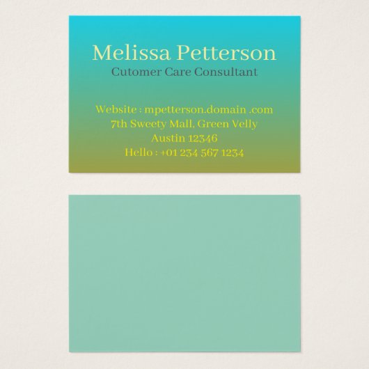 Aqua–Olive Smooth Gradient, Business Cards (正面&裏面)