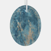 Aqua Onyx Marble：高解像度デザイン。 ガラスオーナメント (正面右)