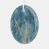 Aqua Onyx Marble：高解像度デザイン。 ガラスオーナメント (正面左)