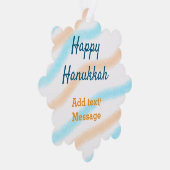 Aqua orange happy Hanukkah追加の名前の文字メッセージ オーナメントカード (右)