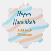 Aqua orange happy Hanukkah追加の名前の文字メッセージ オーナメントカード (裏面)