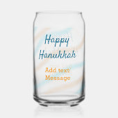 Aqua orange happy Hanukkah追加の名前の文字メッセージ ガラス缶 (裏面)