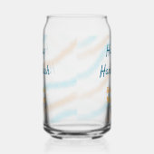 Aqua orange happy Hanukkah追加の名前の文字メッセージ ガラス缶 (右)