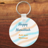 Aqua orange happy Hanukkah追加の名前の文字メッセージ キーホルダー (正面)
