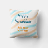 Aqua orange happy Hanukkah追加の名前の文字メッセージ クッション (裏面)