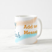 Aqua orange happy Hanukkah追加の名前の文字メッセージ コーヒーマグカップ (正面右)