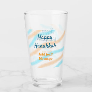 Aqua orange happy Hanukkah追加の名前の文字メッセージ タンブラーグラス