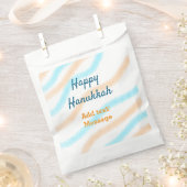 Aqua orange happy Hanukkah追加の名前の文字メッセージ フェイバーバッグ (クリップ留めされた状態)