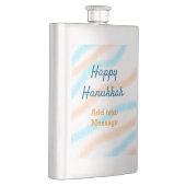 Aqua orange happy Hanukkah追加の名前の文字メッセージ フラスク (右)