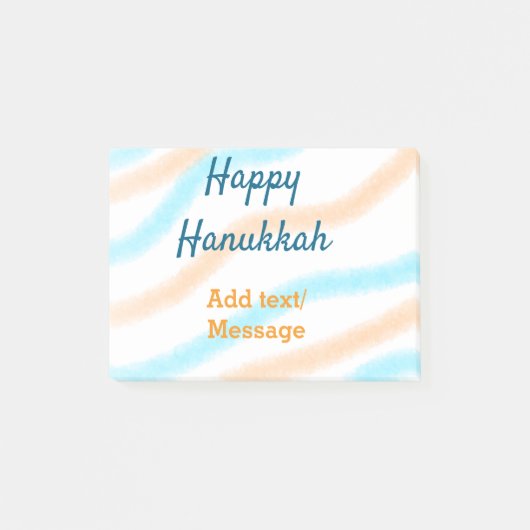 Aqua orange happy Hanukkah追加の名前の文字メッセージ ポストイット (正面)