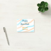 Aqua orange happy Hanukkah追加の名前の文字メッセージ ポストイット (オフィス)