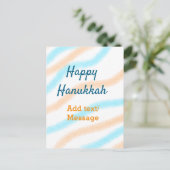Aqua orange happy Hanukkah追加の名前の文字メッセージ ポストカード (スタンド正面)