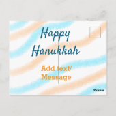 Aqua orange happy Hanukkah追加の名前の文字メッセージ ポストカード (裏面)