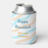 Aqua orange happy Hanukkah追加の名前の文字メッセージ 缶クーラー (缶正面)