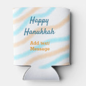 Aqua orange happy Hanukkah追加の名前の文字メッセージ 缶クーラー (裏面)
