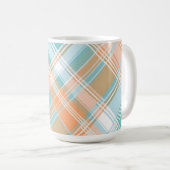 AQUA ORANGE TAN WHITE EASTER PLAID コーヒーマグカップ (正面右)