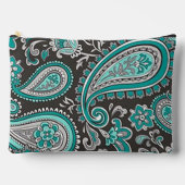 Aqua Paisley Print Cosmetic Bag アクセサリーポーチ (正面)