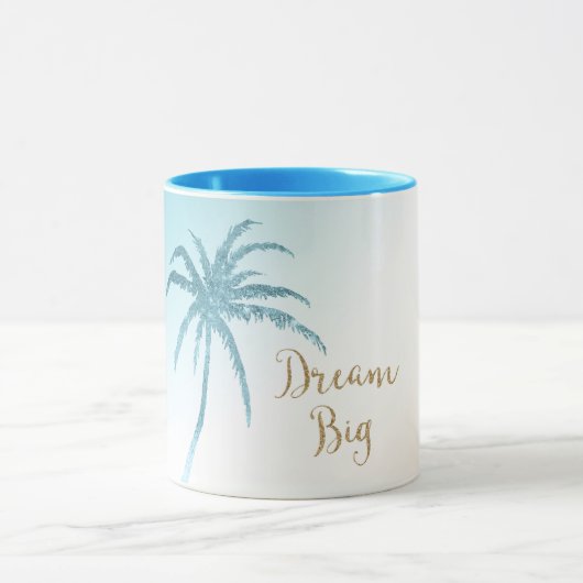  Aqua Peach White Palm Tree Gold Dream           マグカップ (中央)
