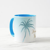  Aqua Peach White Palm Tree Gold Dream           マグカップ (正面左)