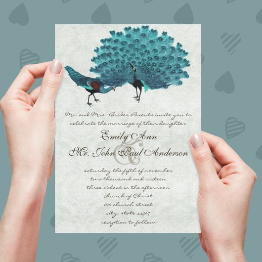 Aqua Peacocks選択した背景色 招待状