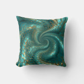 Aqua Pearlescent & Gold Mermaid Scale Pattern  クッション (正面)