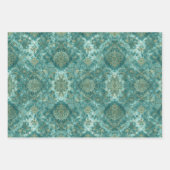 Aqua Pearlescent & Gold Mermaid Scale Pattern  ラッピングペーパーシート (正面3)