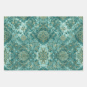 Aqua Pearlescent & Gold Mermaid Scale Pattern  ラッピングペーパーシート (正面2)