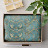 Aqua Pearlescent & Gold Mermaid Scale Pattern  薄葉紙 (ギフト)