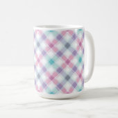 AQUA PINK PURPLE EASTER PLAID PATTERN コーヒーマグカップ (正面右)