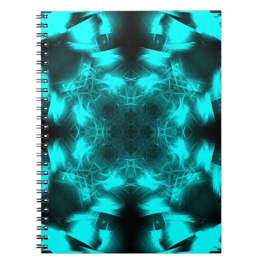 Aqua Plasma Symmetry Fractal Art ノートブック (正面)