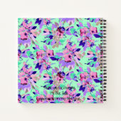 Aqua Purpleフローラカスタマイズ ノートブック (裏面)