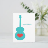 Aqua/Redギターハート表はがき ポストカード (スタンド正面)