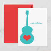Aqua/Redギターハート表はがき ポストカード (正面/裏面)