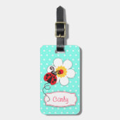Aqua red ladybugと水玉模様名ladage tag ラゲッジタグ (正面縦)
