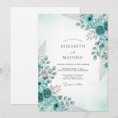 Aqua Refreshing Botanical Wedding 招待状 (正面/裏面)