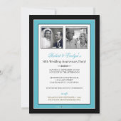 Aqua Ribbon Damask Anniversary Party Invitation 招待状 (裏面)