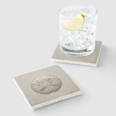 Aqua Sand Dollar Coastal ストーンコースター (横)