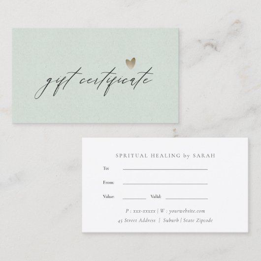 Aqua Script Silverハートギフト券 名刺 (正面/裏面)