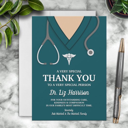 Aqua Scrubs Medical Professional Thank You Card サンキューカード