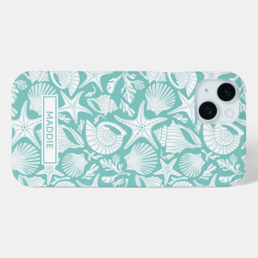 Aqua Shells Personalized Case-Mate iPhoneケース (裏面 (横))