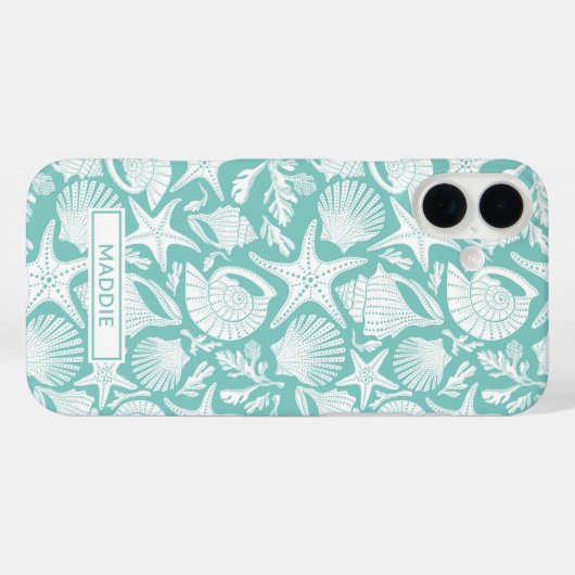 Aqua Shells Personalized Case-Mate iPhoneケース (裏面 (横))