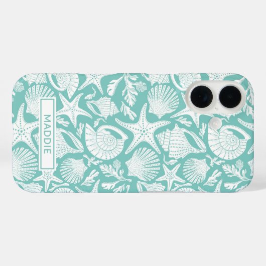Aqua Shells Personalized Case-Mate iPhoneケース (裏面 (横))