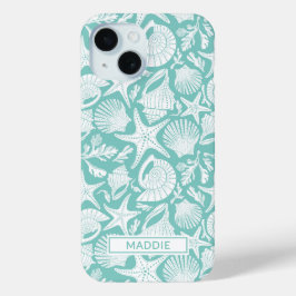 Aqua Shells Personalized iPhone 15ケース