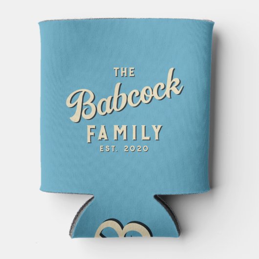 Aqua Sky Retro Family Name & Year 缶クーラー (正面)